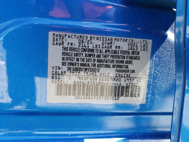 3N1AB8DV1MY324012 - 2021 NISSAN SENTRA SR BLUE photo 12