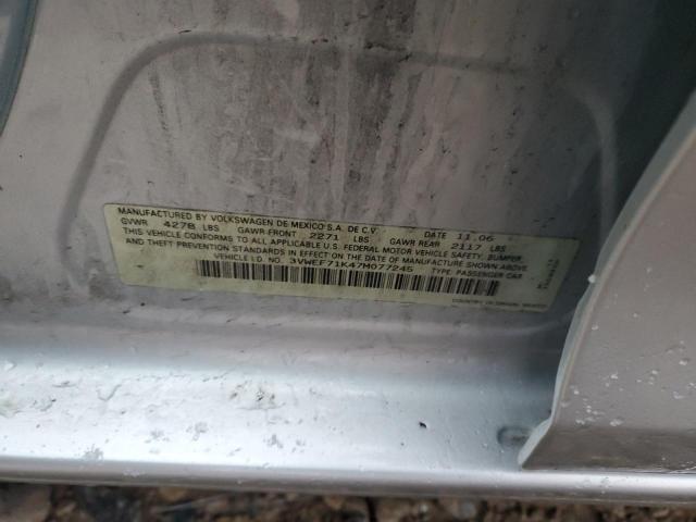 3VWEF71K47M077245 - 2007 VOLKSWAGEN JETTA WOLFSBURG 银色 照片 12
