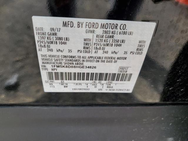 1FM5K8D88HGE34826 - 2017 FORD EXPLORER XLT BLACK photo 12