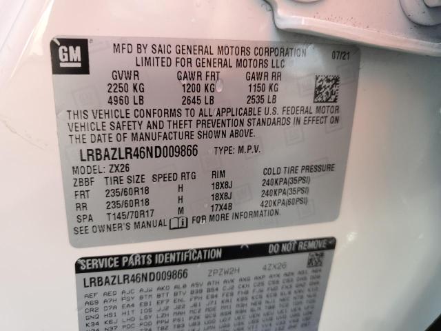 LRBAZLR46ND009866 - 2022 BUICK ENVISION PREFERRED WHITE photo 13