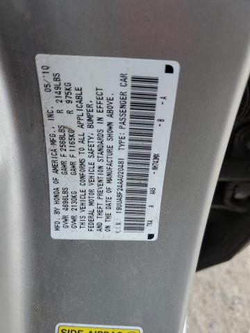 19UUA8F24AA020481 - 2010 ACURA TL SILVER photo 13