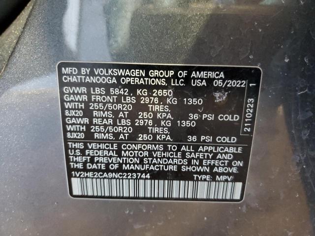1V2HE2CA9NC223744 - 2022 VOLKSWAGEN ATLAS CROS SE Серый фото 13