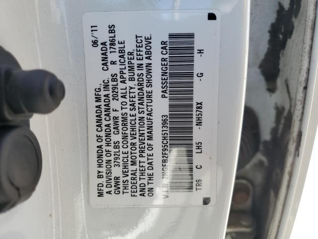 2HGFB2F95CH513963 - 2012 HONDA CIVIC EXL WHITE photo 12