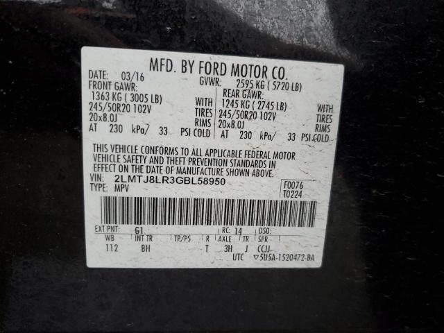 2LMTJ8LR3GBL58950 - 2016 LINCOLN MKX RESERVE შავი ფოტო 13