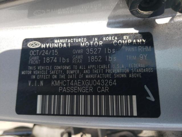 KMHCT4AEXGU043264 - 2016 HYUNDAI ACCENT SE SILVER photo 12