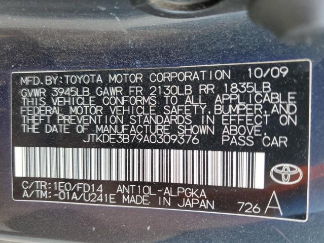 JTKDE3B79A0309376 - 2010 TOYOTA SCION TC ნაცრისფერი ფოტო 12