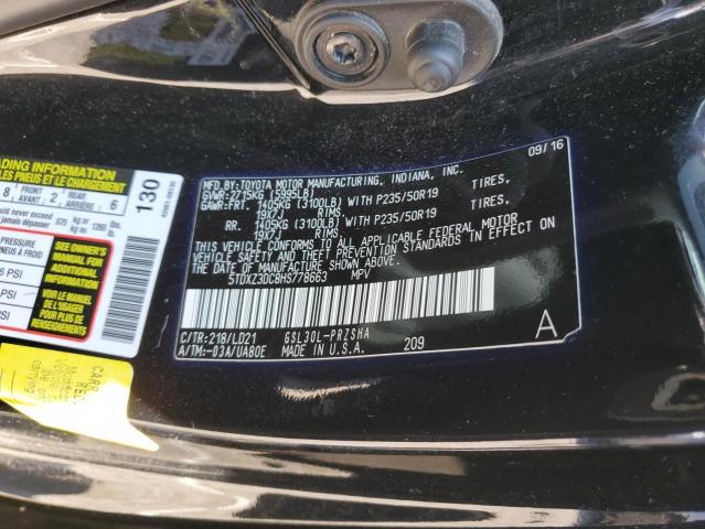 5TDXZ3DC8HS778663 - 2017 TOYOTA SIENNA SE BLACK photo 13