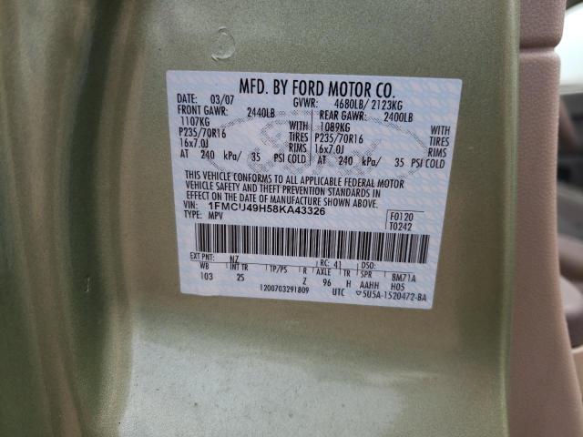 1FMCU49H58KA43326 - 2008 FORD ESCAPE HEV GREEN photo 12