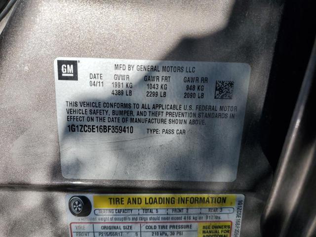 1G1ZC5E16BF359410 - 2011 CHEVROLET MALIBU 1LT Сұр фото 12