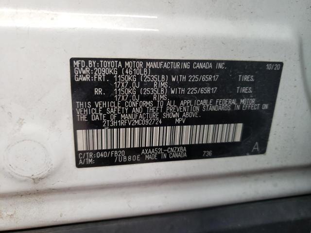 2T3H1RFV2MC092724 - 2021 TOYOTA RAV4 LE WHITE photo 13