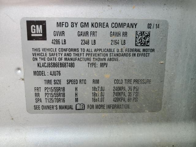 KL4CJBSB6EB687480 - 2014 BUICK ENCORE CONVENIENCE Gümüş foto 13