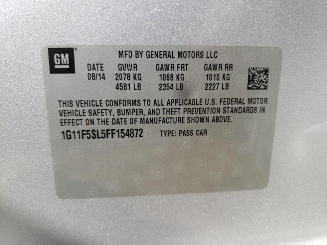 1G11F5SL5FF154872 - 2015 CHEVROLET MALIBU LTZ 银色 照片 12