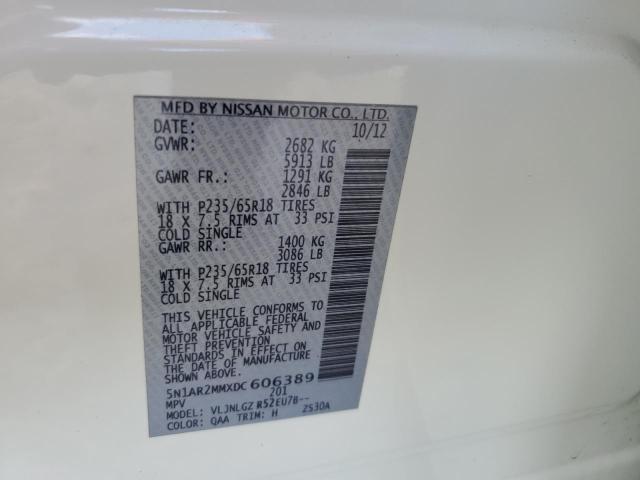 5N1AR2MMXDC606389 - 2013 NISSAN PATHFINDER S Սպիտակ լուսանկար 13