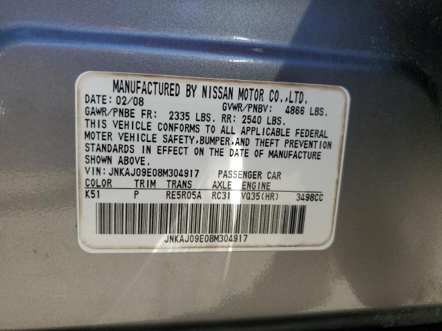 JNKAJ09E08M304917 - 2008 INFINITI EX35 BASE 银色 照片 12