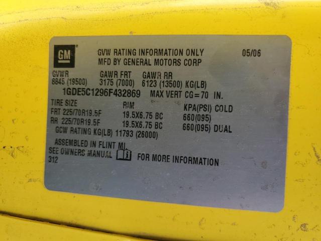 1GDE5C1296F432869 - 2006 GMC C5500 C5C042 YELLOW photo 12