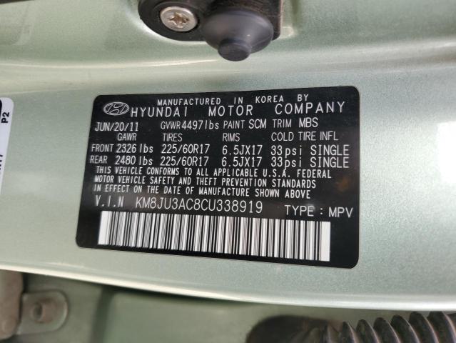 KM8JU3AC8CU338919 - 2012 HYUNDAI TUCSON GLS GREEN photo 13