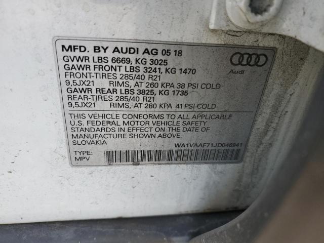 WA1VAAF71JD046941 - 2018 AUDI Q7 PRESTIGE 白色 照片 13
