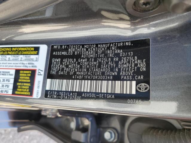 4T4BF1FK7DR300348 - 2013 TOYOTA CAMRY L CHARCOAL photo 12