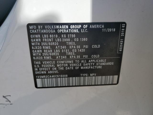 1V2MR2CA4KC515008 - 2019 VOLKSWAGEN ATLAS SEL Ağ foto 14