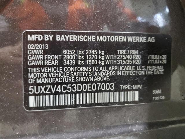 5UXZV4C53D0E07003 - 2013 BMW X5 XDRIVE35I BROWN photo 12