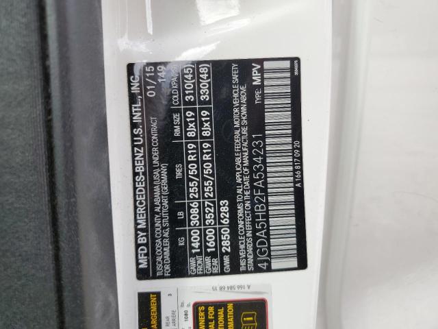 4JGDA5HB2FA534231 - 2015 MERCEDES-BENZ ML 350 4MATIC WHITE photo 13