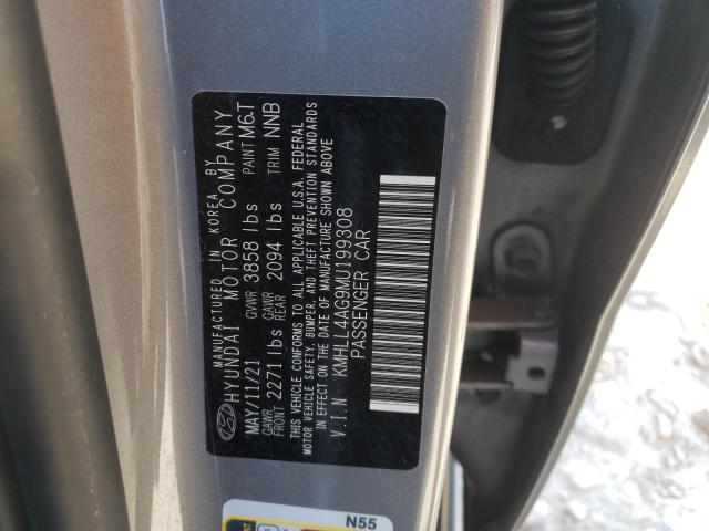 KMHLL4AG9MU199308 - 2021 HYUNDAI ELANTRA SE GRAY photo 13