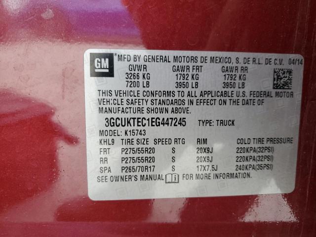 3GCUKTEC1EG447245 - 2014 CHEVROLET SILVERADO K1500 HIGH COUNTRY BURGUNDY photo 12