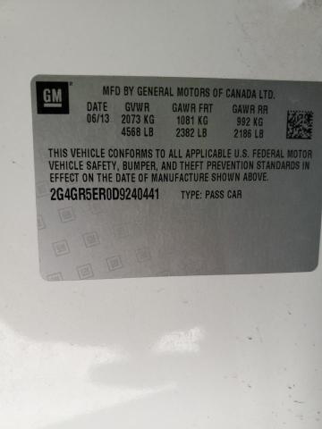 2G4GR5ER0D9240441 - 2013 BUICK REGAL 白色 照片 12
