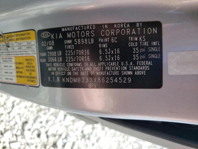 KNDMB233X86254529 - 2008 KIA SEDONA EX SILVER photo 14