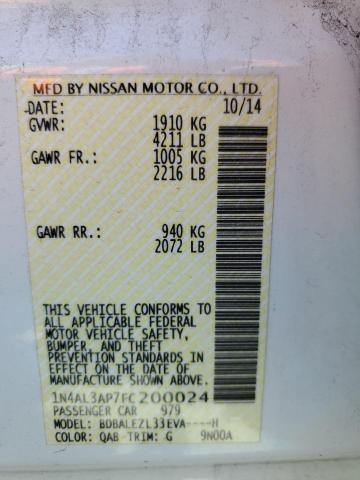 1N4AL3AP7FC200024 - 2015 NISSAN ALTIMA 2.5 WHITE photo 12