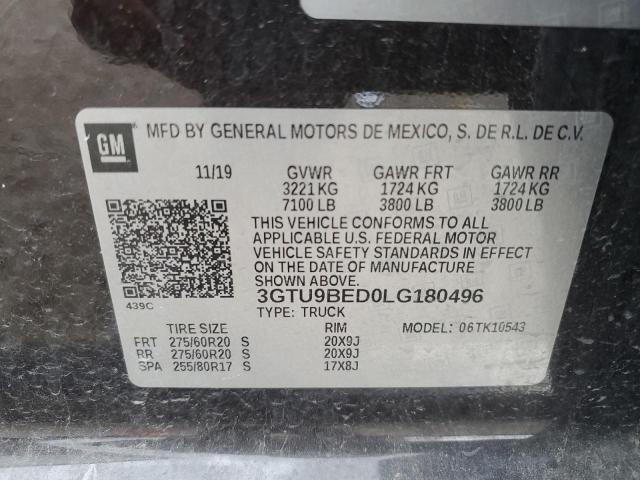 3GTU9BED0LG180496 - 2020 GMC SIERRA K1500 SLE BLACK photo 12