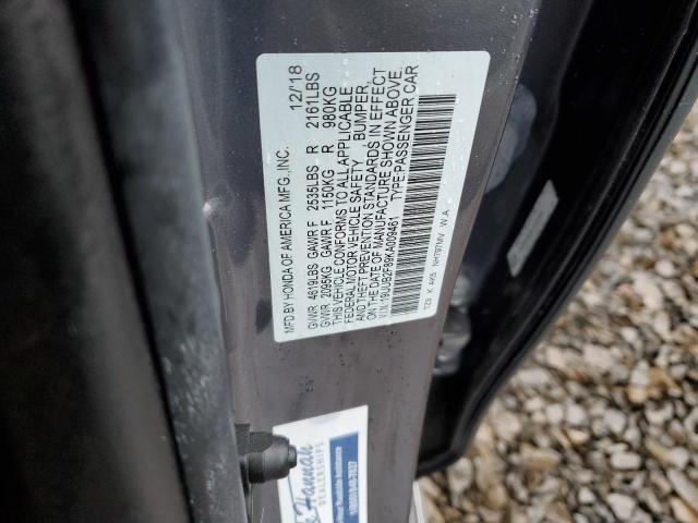 19UUB2F89KA009461 - 2019 ACURA TLX ADVANCE CHARCOAL photo 12