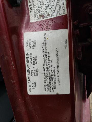 2S3TD52V636106246 - 2003 SUZUKI VITARA JLX BURGUNDY photo 13