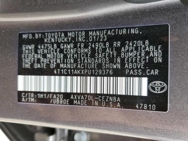 4T1C11AKXPU129376 - 2023 TOYOTA CAMRY LE GRAY photo 13