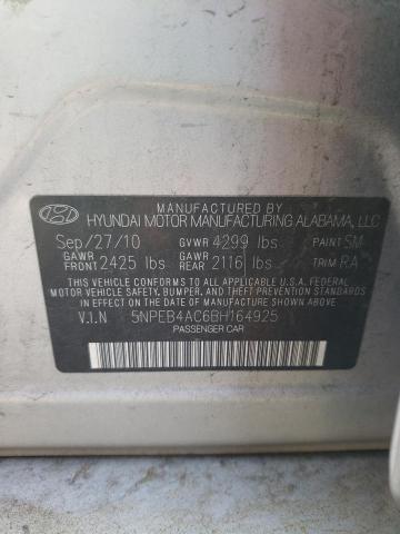 5NPEB4AC6BH164925 - 2011 HYUNDAI SONATA GLS SILVER photo 12