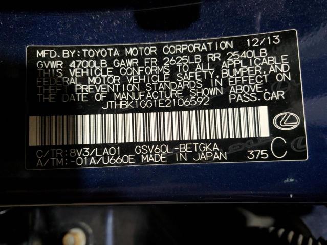 JTHBK1GG1E2106592 - 2014 LEXUS ES 350 BLUE photo 12