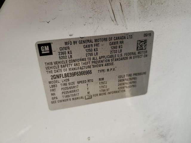 2GNFLBE39F6366966 - 2015 CHEVROLET EQUINOX LT WHITE photo 14