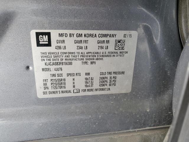 KL4CJASB3FB156300 - 2015 BUICK ENCORE GRAY photo 14