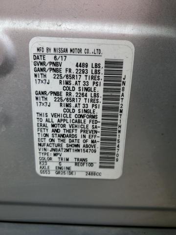 JN8AT2MT1HW154709 - 2017 NISSAN ROGUE S SILVER photo 13