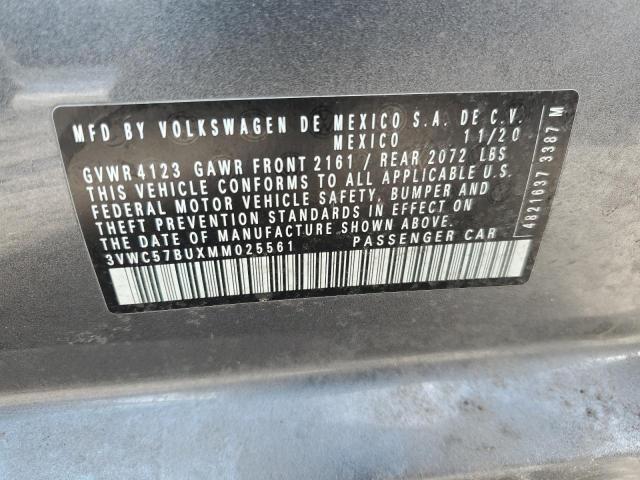 3VWC57BUXMM025561 - 2021 VOLKSWAGEN JETTA S ნაცრისფერი ფოტო 12