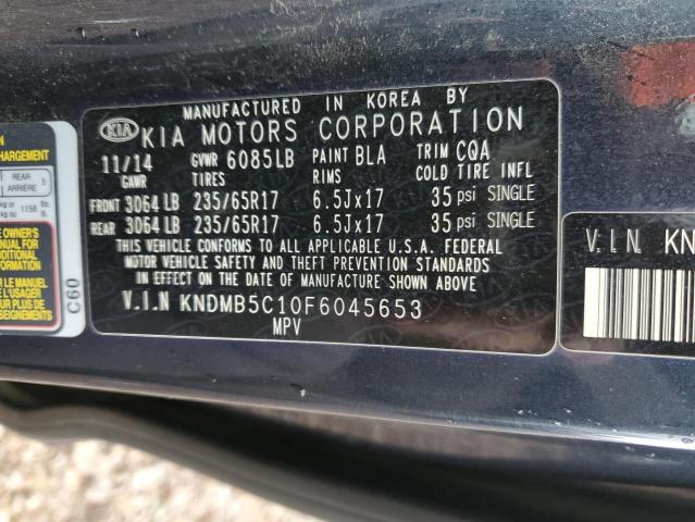 KNDMB5C10F6045653 - 2015 KIA SEDONA LX CHARCOAL photo 12