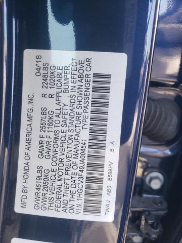 1HGCV3F49JA004541 - 2018 HONDA ACCORD HYBRID EX PURPLE photo 13