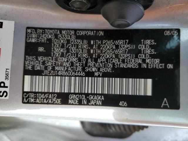 JTEZU14R860064446 - 2006 TOYOTA 4RUNNER SR5 SILVER photo 13