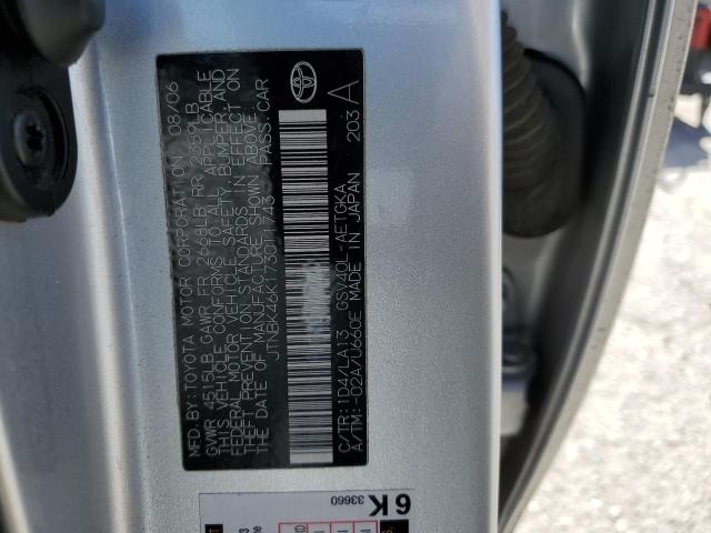 JTNBK46K173011743 - 2007 TOYOTA CAMRY LE SILVER photo 12