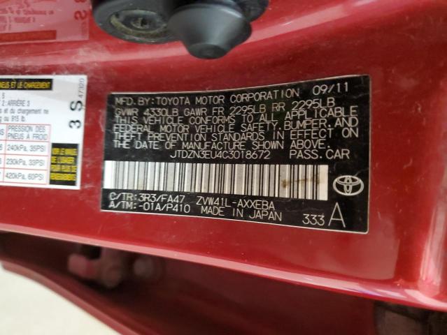 JTDZN3EU4C3018672 - 2012 TOYOTA PRIUS V RED photo 12