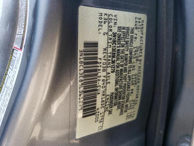 3N1BC13E89L361279 - 2009 NISSAN VERSA S GRAY photo 13