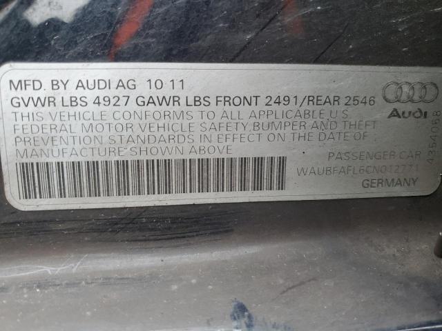 WAUBFAFL6CN012771 - 2012 AUDI A4 PREMIUM BLUE photo 12