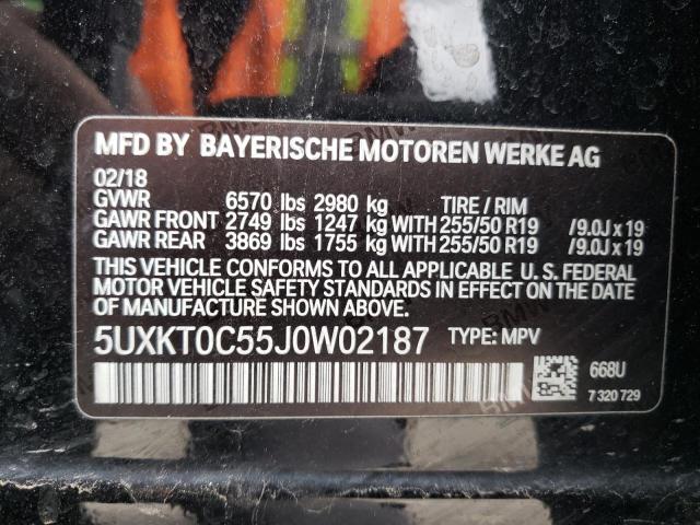 5UXKT0C55J0W02187 - 2018 BMW X5 XDR40E BLACK photo 14