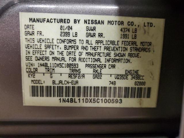 1N4BL11DX5C100593 - 2005 NISSAN ALTIMA SE BEIGE photo 12