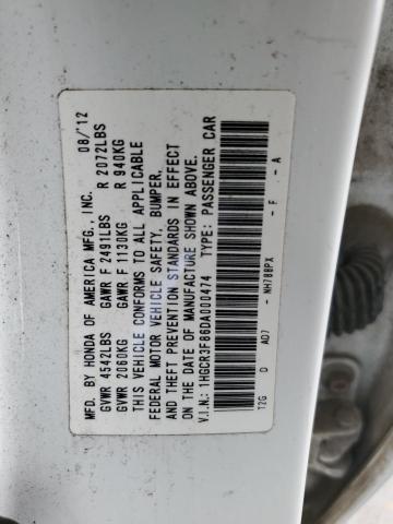 1HGCR3F86DA000474 - 2013 HONDA ACCORD EXL WHITE photo 13